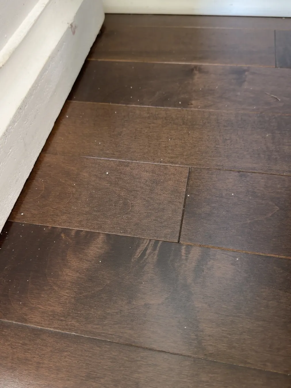 The evidence: little white paint spots on the floor