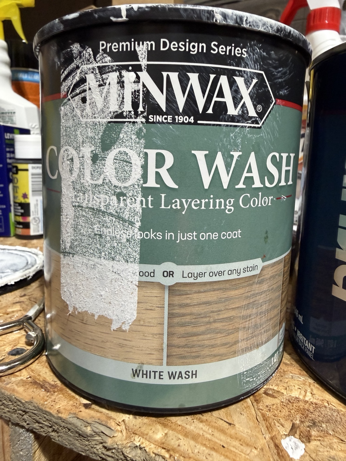 Minwax Color Wash White Wash can used on the project