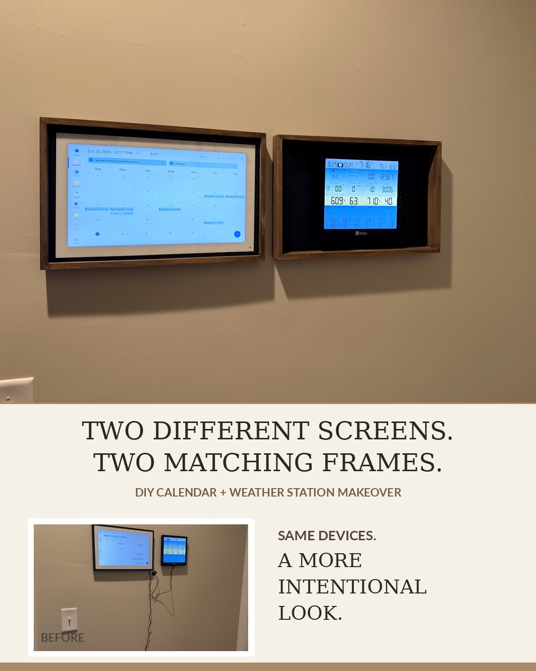 Custom frames for our calendar and weather station