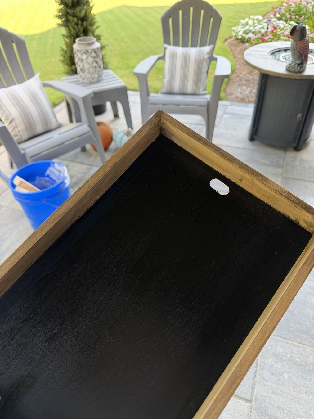 The finished opening in the black panel.