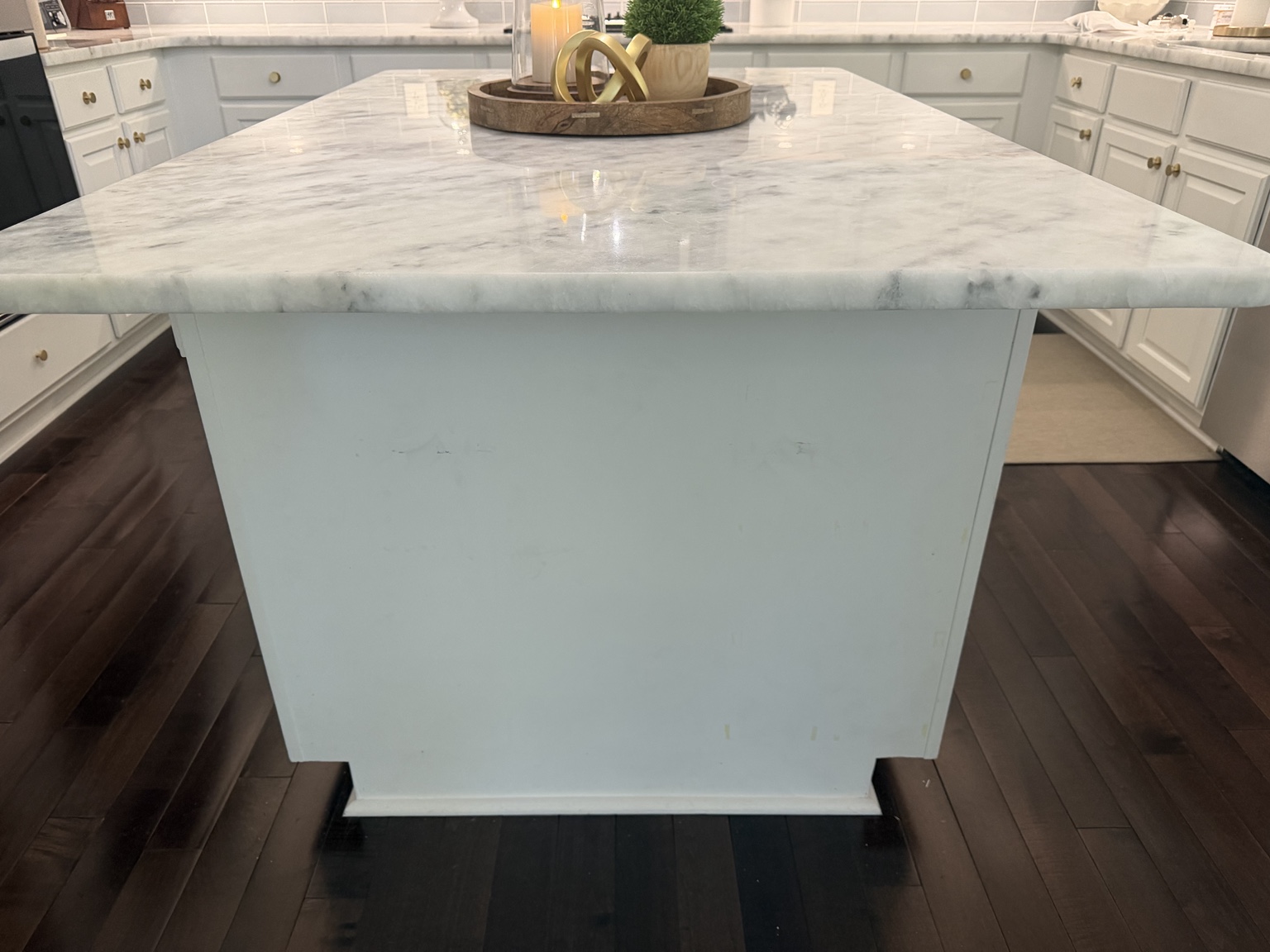 A closer look at the cleared island panel, ready for the makeover.